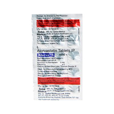 ATORVA 5mg Tablet 15's - High Cholesterol-Dys