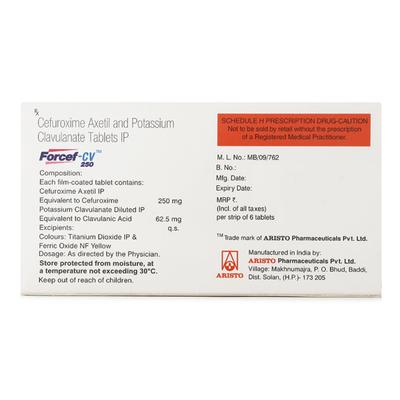 Forcef CV 250mg Tablet 6'S - Bacterial Infections-Cep