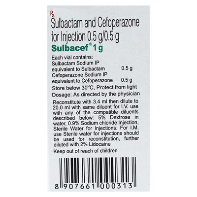 SULBACEF 1gm Injection 1's - Bacterial Infections-Cep