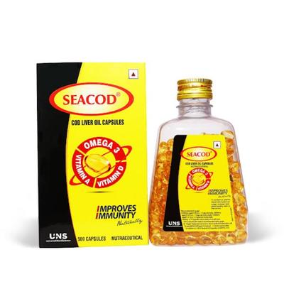 Seacod Cod Liver Oil Capsule 500's - Omega Fish Oil Fatty Acids