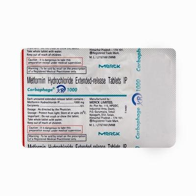 Carbophage XR 1000 Tablet 10 'S - Diabetes-Ant