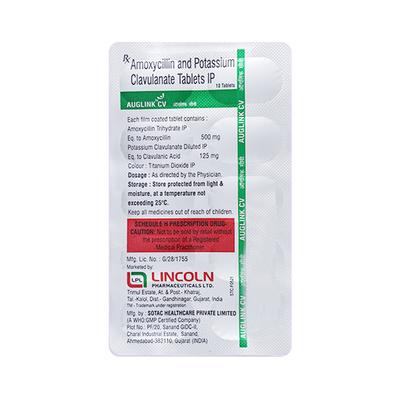 Auglink CV 500/125mg Tablet 10'S - Bacterial Infections-Pen