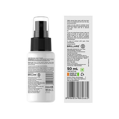 Brillare Professional Age Revival Natural Face Toner with Hyaluronic Acid, Rose and Sandalwood 50 ml - Toners