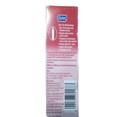 Durex Extra Thin Condoms - Wild Strawberry 12's - Plain/Flavoured Condoms