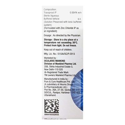 TRAVOPURE BAK FREE Eye Drops 3ml - Glaucoma-Ant