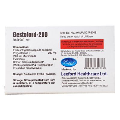 GESTOFORD 200 Capsule 10's - Hormonal Therapy-Oes