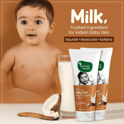 Mother Sparsh Daily Moisturizing Milky Soft Baby Face Cream With Coconut Oil-Milk Protein and Vitamin B5 50 gm - Creams, Lotions & Oils