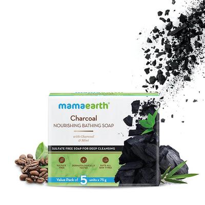 Mamaearth Charcoal Nourishing Bathing Soap with Charcoal & Mint 75gm 5's - Soaps