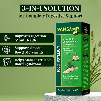 Vansaar 45+ Isabgol Fiber Rich Supplement 180 g - Digestive Care