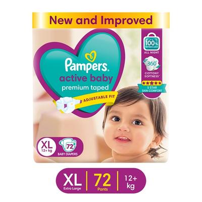 Pampers Active Baby Premium Taped Diaper Pants (XL) 72's - Diapers & Wipes