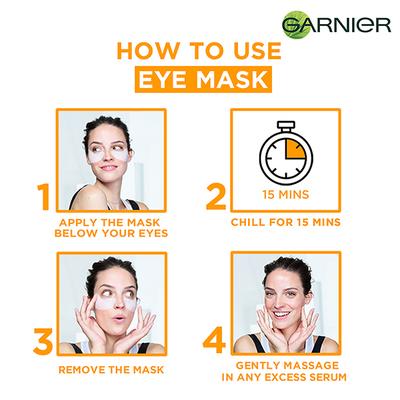 Garnier Hydra Bomb Eye Serum Mask, Brighteninig Orange Extracts + Hyluronic Acid 6gm - Eye Masks