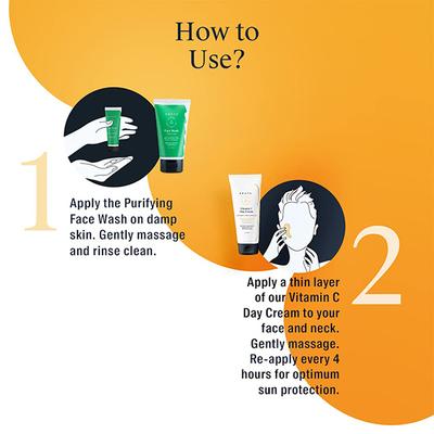 Arata Vitamin C Morning Glow Combo With Purifying Face Wash (150 ML) & Vitamin C Day Cream (50 ML) 200 ml - Face Washes