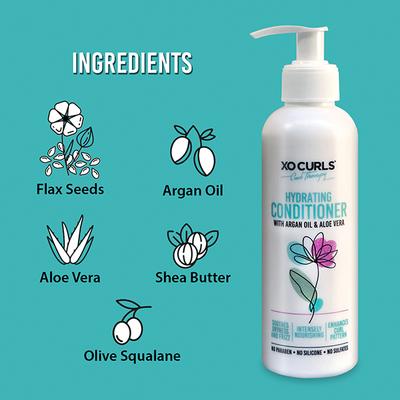 Xo Curls Hydrating Conditioner With Argan Oil And Aloe Vera For Easy Detangling And Soft Hair 250 ml - Conditioners