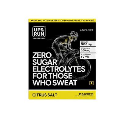 UP&RUN Advance Zero Sugar Electrolytes Sachets - Citrus Salt 15's - Energy Drinks
