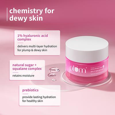 Plum 1% Hyaluronic Acid Dew It Light Gel Moisturizer, Bulgarian Rose Oil-Free, Lasting Hydration 50 g - Face Moisturizers