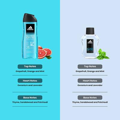 Adidas Ice Dive Eau De Toilette 100ml + 3-In-1 Shower Gel 400ml 2's - Men Deodorants/Roll-Ons