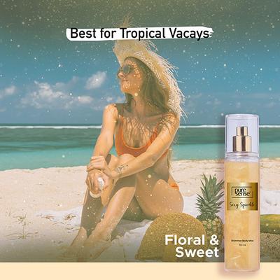 Pure Sense Sexy Sparkle Body Mist with Gold Shimmer Jasmin Cocoa For Women 150 ml - Women Perfumes (Edt/Edp)