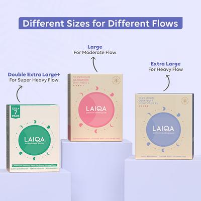 LAIQA Ultra Soft Heavy Flow Night Sanitary Pads For Women- 30XL Pads + 2 Pantyliners 32's - Others