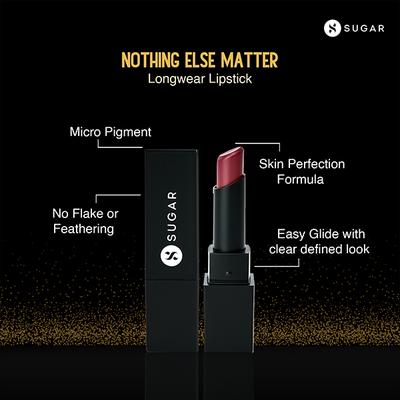SUGAR Cosmetics Nothing Else Matter Longwear Lipstick - 02 Red Rush (Red with hints of pink orange) 3.2 gm - Lipsticks
