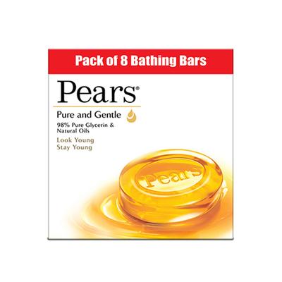 Pears Moisturising Bathing Bar Soap with Glycerine Pure & Gentle - For Golden Glow - (Pack of 8) 1000 gm - Soaps