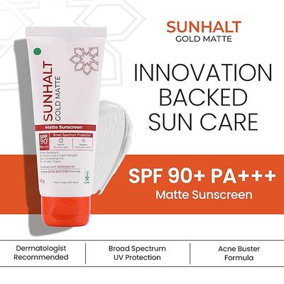 SUNHALT GOLD MATTE SPF 90+ PA+++ UVA/UVB/IR/BROAD SPECTRUM Sunscreen 50g - Sun Protectors-Emo