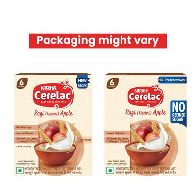 Nestle Cerelac Baby Food Cereal No Refined Sugar No Preservatives - Ragi Apple (For 6 to 24 Months Baby) 300 g - Baby And Infant Supplements