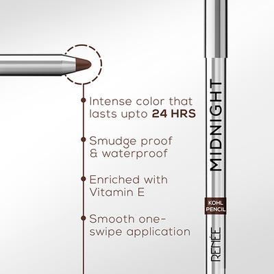 Renee Midnight Kohl Pencil- Brown 1.5 gm - Kajal & Kohls