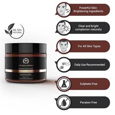 The Man Company Skin Brightening Anti Pollution Cream - Multani Mitti & Coco Butter 50 gm - Face Creams
