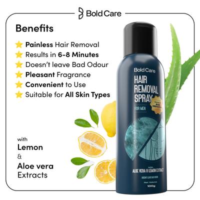 Bold Care Hair Removal Spray For Men - with Aloe Vera & Lemon Extract 100 g - Hair Sprays & Mists
