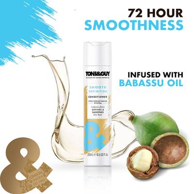 Toni&Guy Smooth Definition Conditioner Fibre Strengthening System Reduces Frizz Defines & Smoothes for Dry Hair 250ml - Conditioners