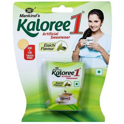 Mankind Kaloree 1 Sweetner Tablet - Elaichi (300's + 100's Free) - Sugar Substitute