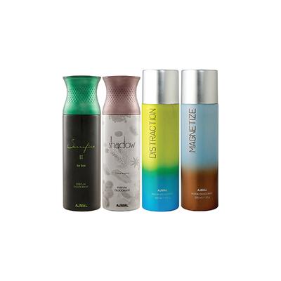 Ajmal 1 Sacrifice II For Him, 1 Shadow Homme, 1 Distraction And 1 Magnetize Deodorants Pack of 4 200 ml - Deodorants/Roll-Ons