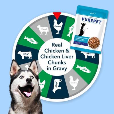 Purepet Chicken & Vegetables Chicken Liver Chunks In Gravy Dog (Pack of 24 x 70 g) 1.68 kg - Petfood