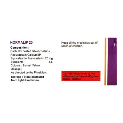 Normalip 20mg Tablet 10'S - High Cholesterol-Dys