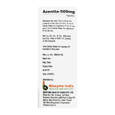 AZENTIA 500mg Injection 1's - Bacterial Infections-OBL