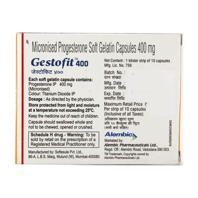 Gestofit 400mg Capsule 10'S - Hormonal Therapy-Oes