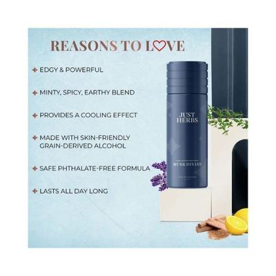 Just Herbs Long Lasting Body Spray for Men, Musk Divine 150ml - Men Deodorants/Roll-Ons