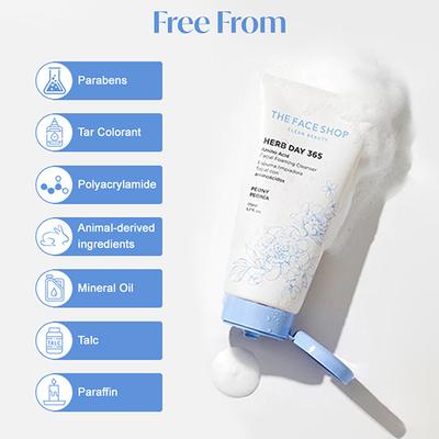 The Face Shop Herb Day 365 Amino Acid Facial Foaming Cleanser Peony 170 ml - Face Wash & Cleansers