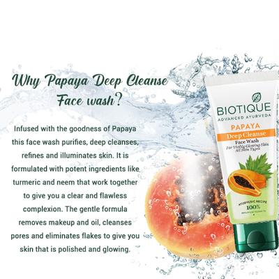 Biotique Papaya Deep Cleanse Facewash 100ml - Face Washes