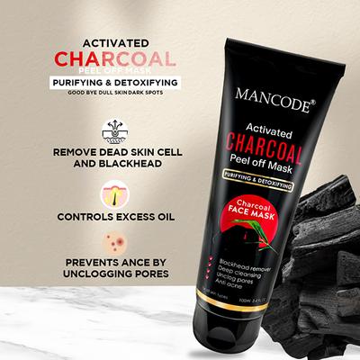 Mancode Activated Charcoal Peel Off Mask 100 ml - Masks & Peels