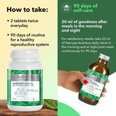 Namyaa PCOD and PCOS Syrup and Tablets -Regulates Periods & Balances Hormones, Ayurvedic Medicine 2 gm - Women Health