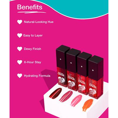 Swiss Beauty Craze Bite Me Liquid Hydrating Tint with Dewy Finish 3-Baddie Berry 4 ml - Lip Stains & Tints