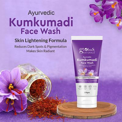 Globus Naturals Ayurvedic Kumkumadi Skin Lightening Face Wash, 100ml each 2's - Face Wash & Cleansers
