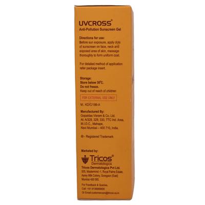 UVCROSS SPF 50+ PA++++ Sunscreen Gel 50gm - Sunscreen Preparations-Emo