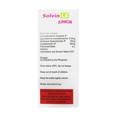 SOLVIN LS JUNIOR SUGAR FREE Syrup 100ml - Cough And Cold-Cou