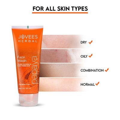 Jovees Herbal Papaya Face Wash for All Skin Types and Paraben & Alcohol Free 120ml - Face Wash & Cleansers