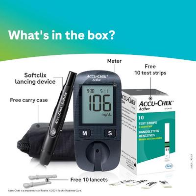 Accu-Chek Active Glucose Monitor with Free 10 Test Strips - Blood Glucose Monitors/Strips