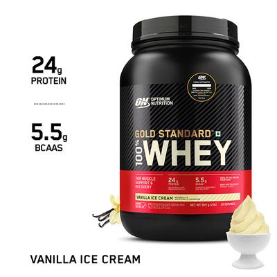 Optimum Nutrition (ON) 100% Whey Gold Standard Powder - Vanilla Ice Cream 2 lb - Whey Proteins