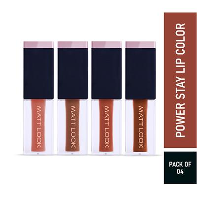 Matt Look Power Stay Matte Liquid Lipstick in 4 Sensational Colors with Transferproof & Nude Spice 10 ml - Liquid Lipsticks