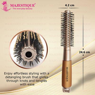 Majestique Golden Series Round Hair Brush for Blow Drying HR103 Nylon Bristles 1's - Hair Brushes
